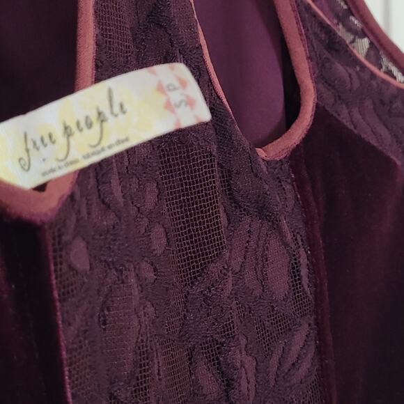 Free People Nightshade Velvet Halter Dress In Deep Cherry small - Picture 9 of 9